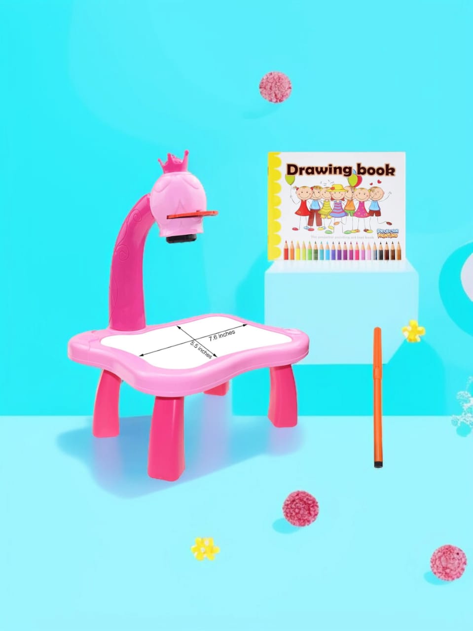 Drawing Projector Painting Desk for Kids | LED Art Tracing & Sketching Table with 12 Color Pens & 24 Slide Designs | Educational Art Toy for Boys & Girls Ages 3-10 | Artistic Skill Development Set