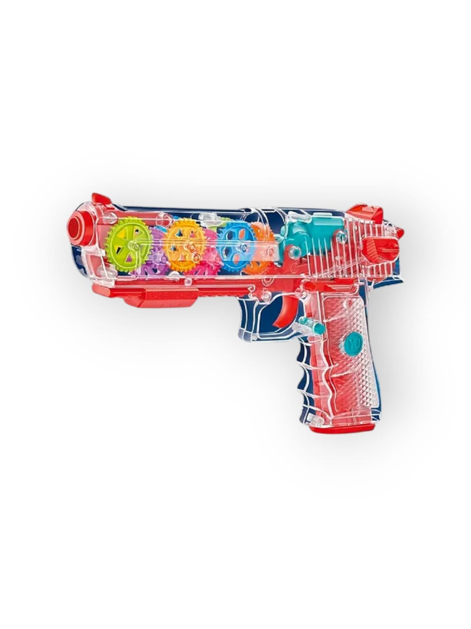 Transparent Gear Toy Gun with Flashing LED Lights and Musical Sounds for Kids 3-9 Years