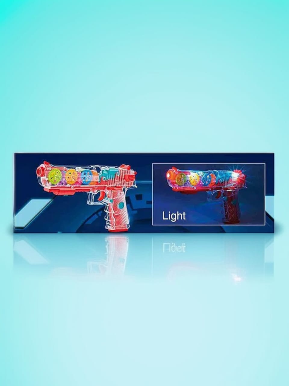 Transparent Gear Toy Gun with Flashing LED Lights and Musical Sounds for Kids 3-9 Years